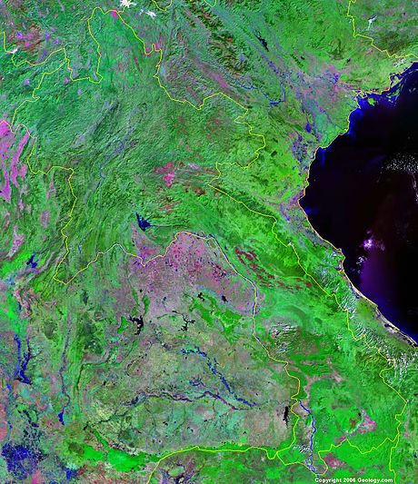Laos - mapy - 460px-Satellite-laos.jpg