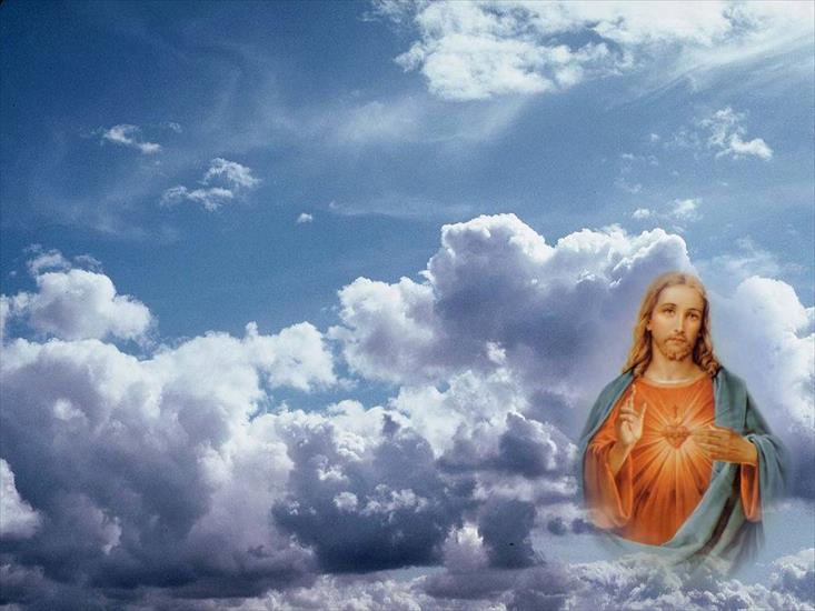 Obrazki religijne - Obraz Serce Boże na tle chmur1.jpg